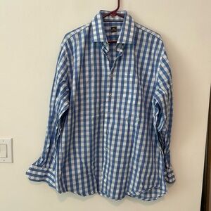 Peter Millar Blue and White Casual Button Down Shirt